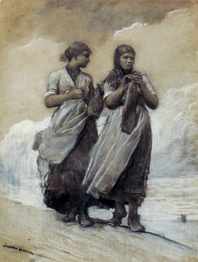 Fisher Girls on Shore, Tynemouth by Winslow Homer
